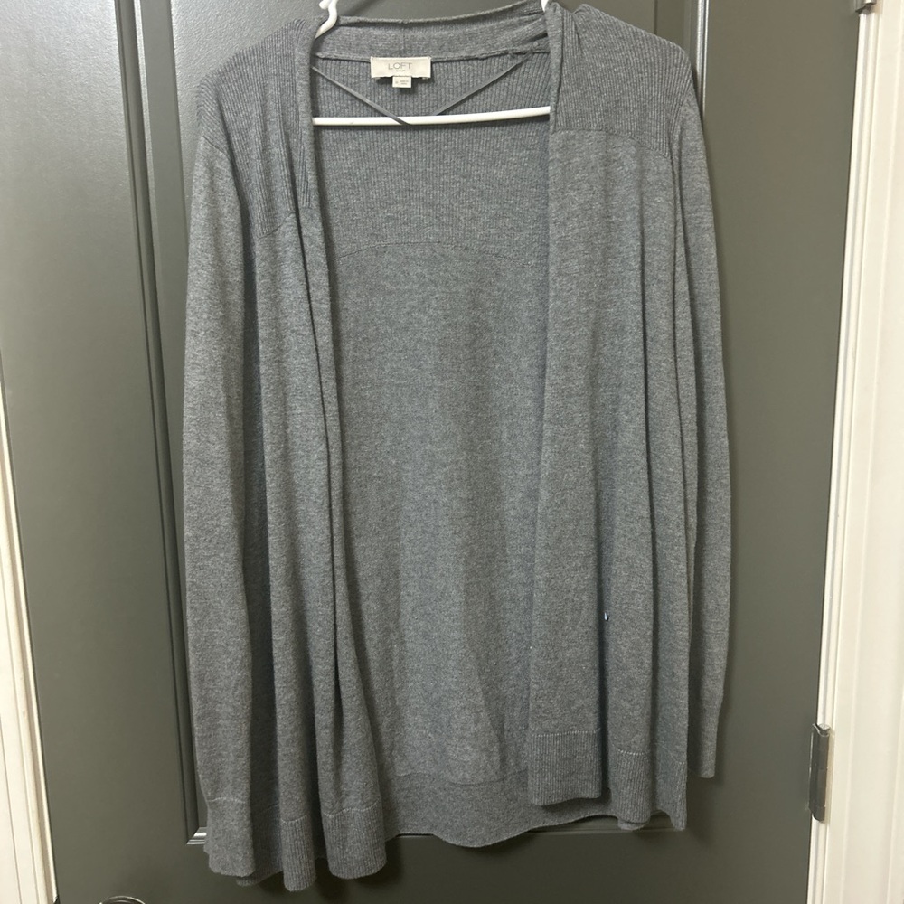 LOFT Charcoal Open-Front Cardigan